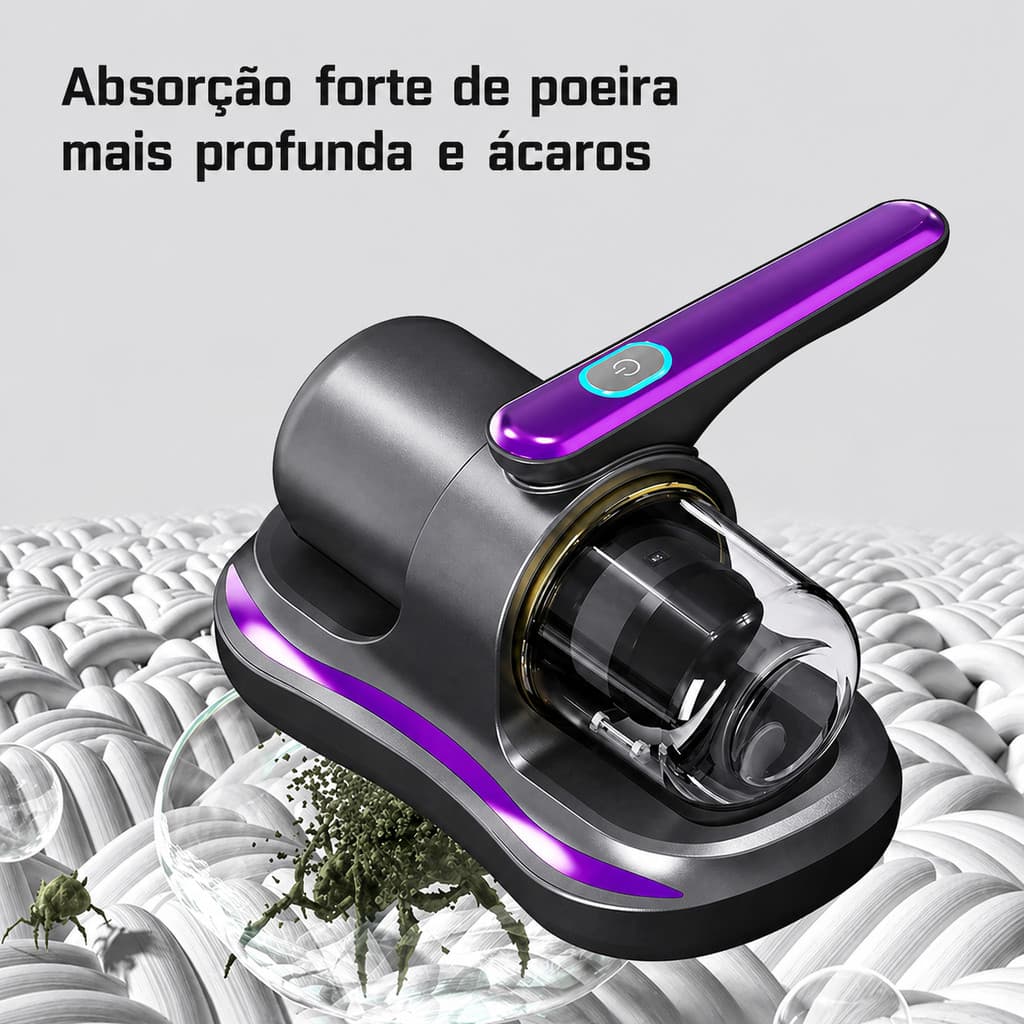 Aspirador de Pó Portátil Sem Fio Escova Removedor de Ácaro Recarregável USB Cama Sofá