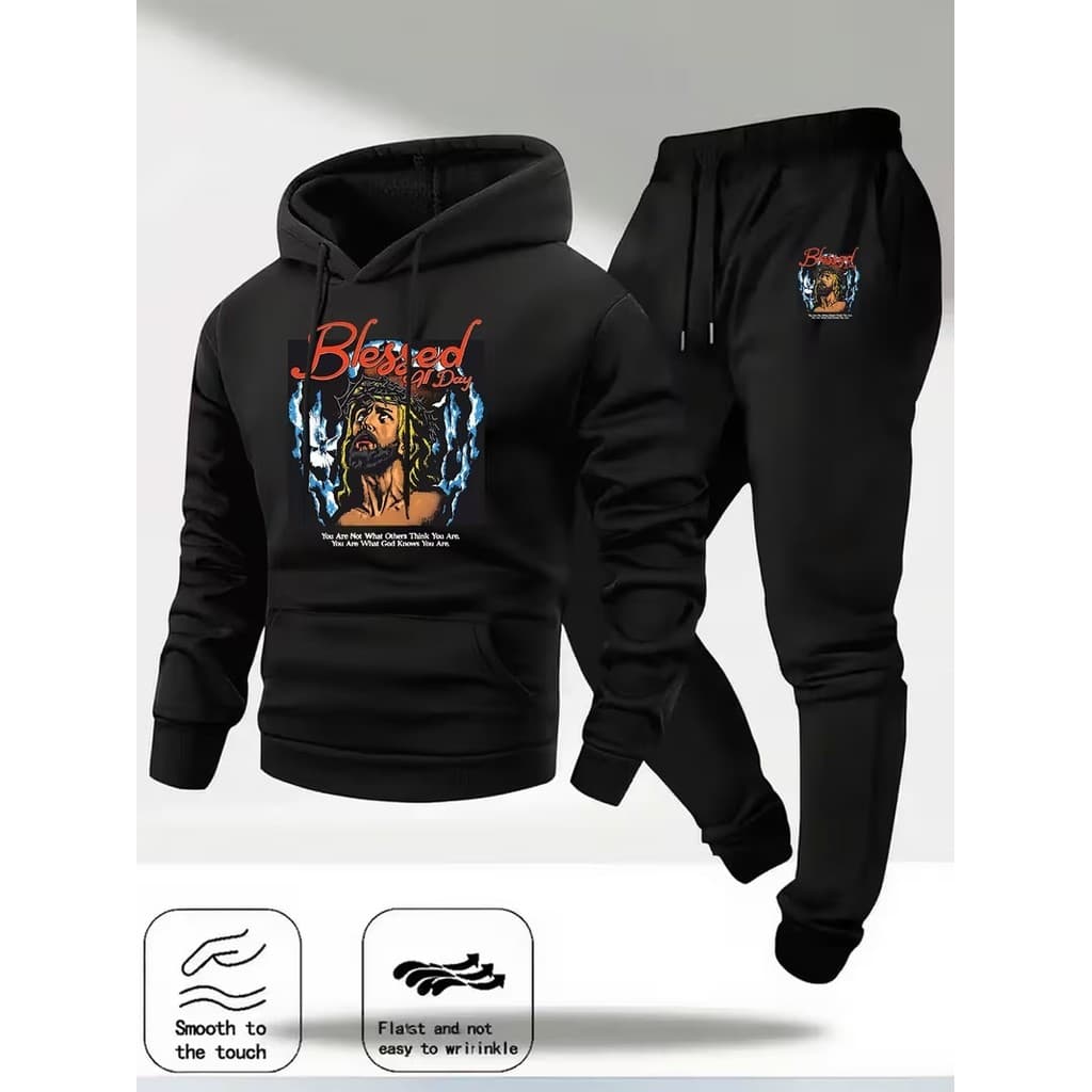 Conjunto Moletom Canguru Masculino Majestade Blusa De Frio + Calça Moletom Estampados Unissex Outono/Inverno