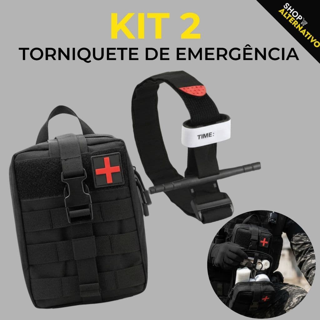 Kit Primeiros Socorros necesser + Torniquete Tático Emergência acampamento etc
