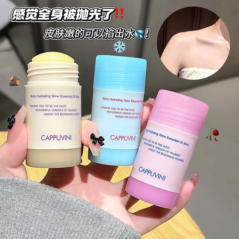 CAPPUVINI água corporal luminosa óleo essencial vara loção corporal sólida hidratante hidratante não pegajoso creme de p