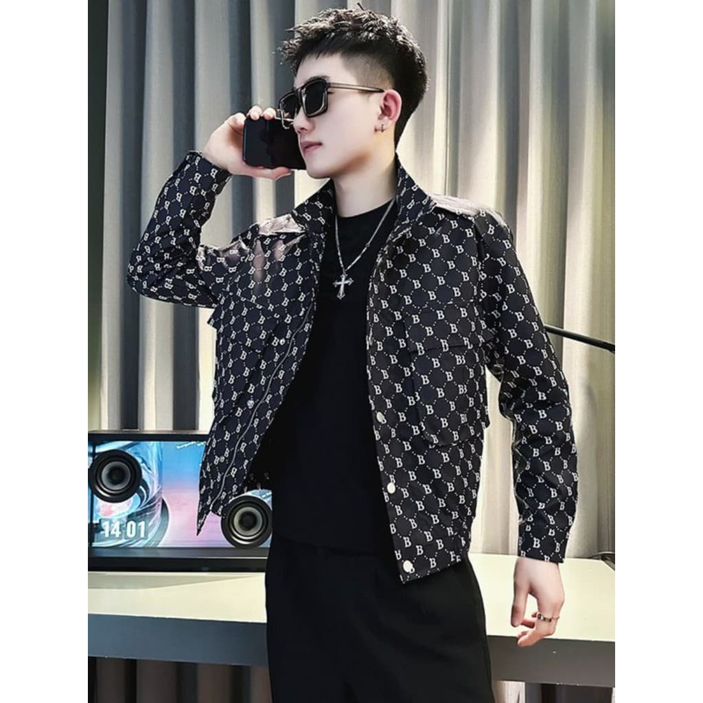 Jaqueta masculina 2024 Street Wear ins novo estilo Casual gola jaqueta masculina rufião bonito fino-ajuste na moda All-m