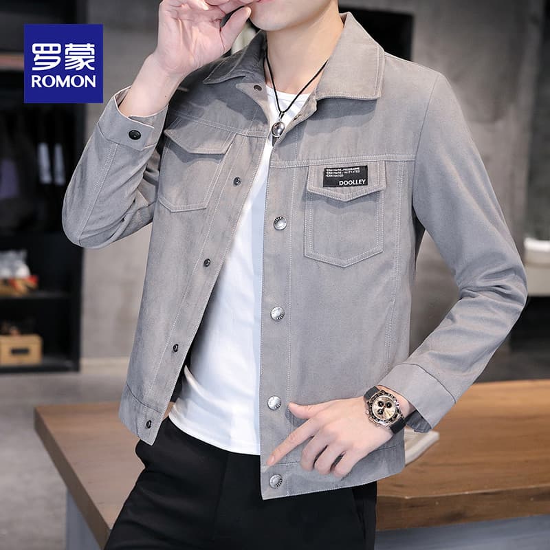 Lomon camurça jaqueta masculina primavera outono inverno novo estilo solto Casual lapela jaqueta de carga masculina na m