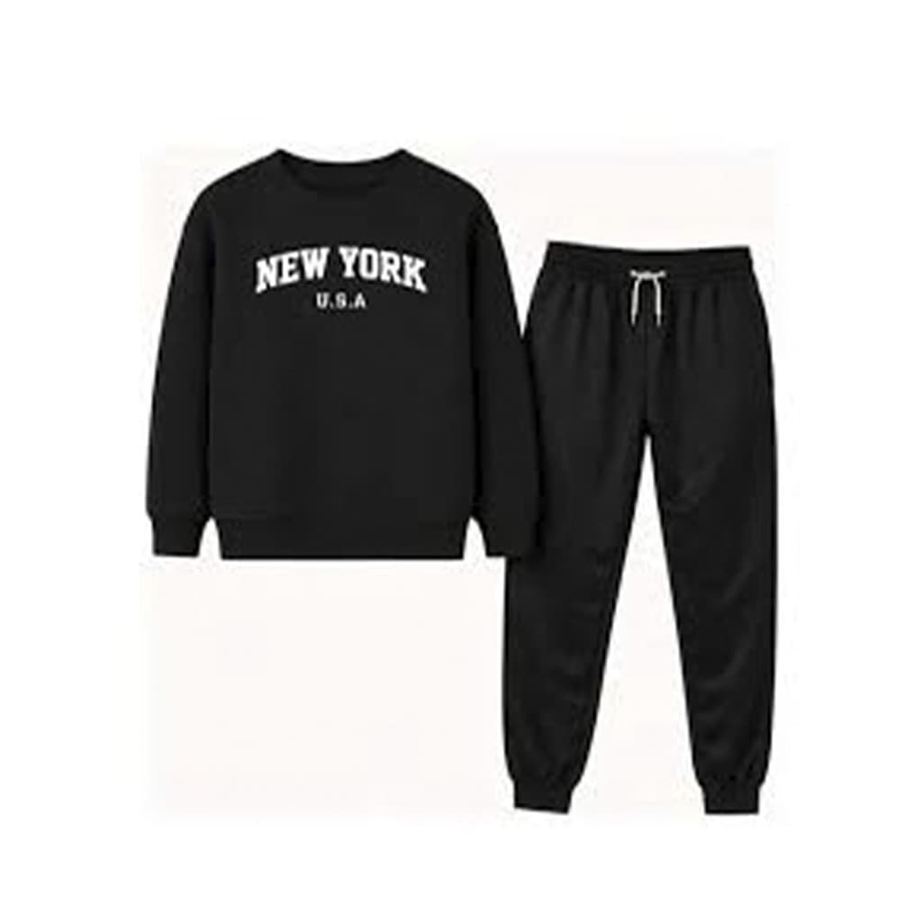 Conjunto Moletom Careca Masculino New York USA Blusa De Frio + Calça Moletom Estampados Unissex Outono/Inverno