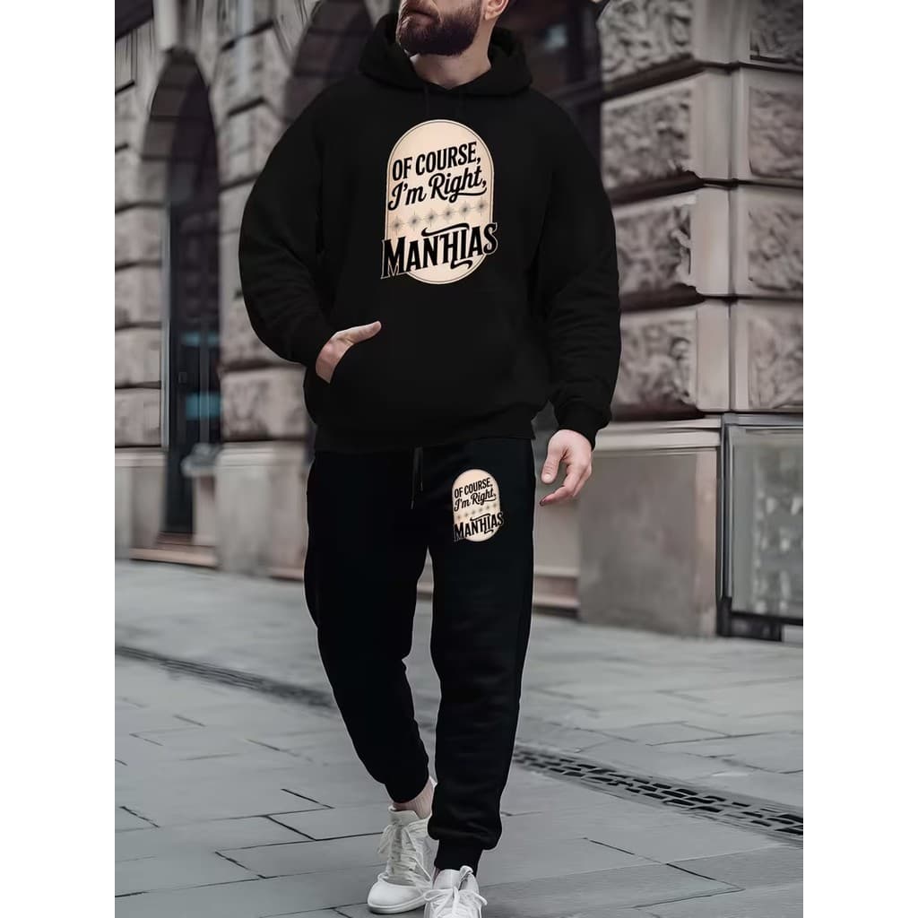 Conjunto Moletom Canguru Masculino Manthias Blusa De Frio + Calça Moletom Estampados Unissex Outono/Inverno