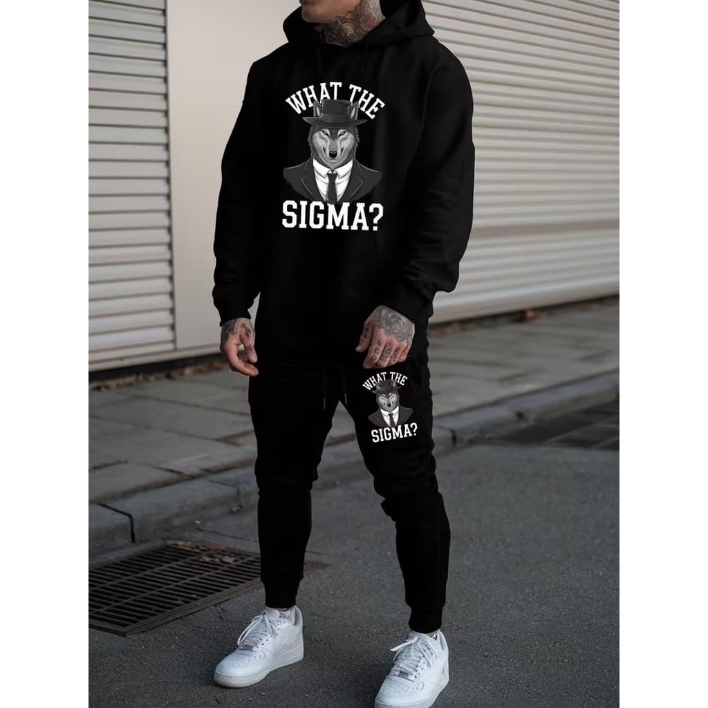 Conjunto Moletom Canguru Masculino Sigma Blusa De Frio + Calça Moletom Estampados Unissex Outono/Inverno