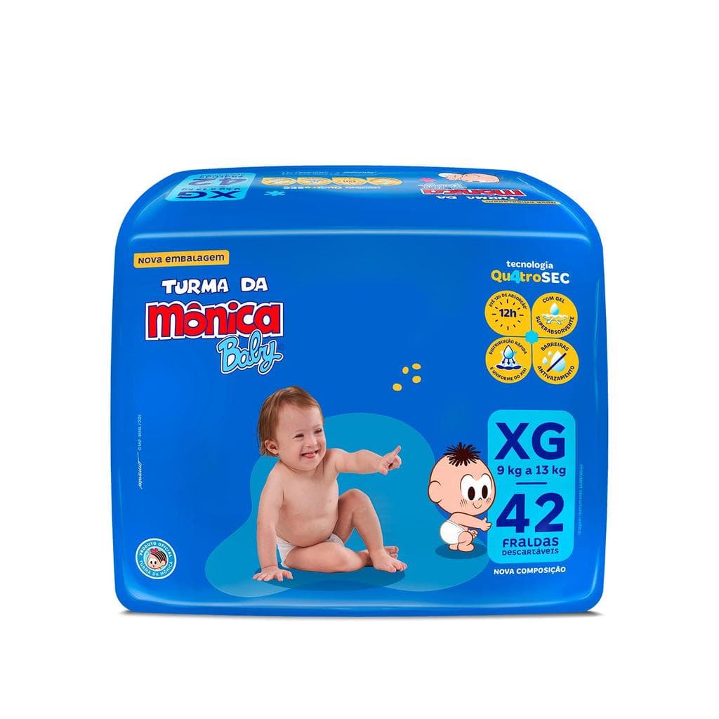 Fralda Turma da Mônica Baby Mega XG com 42un