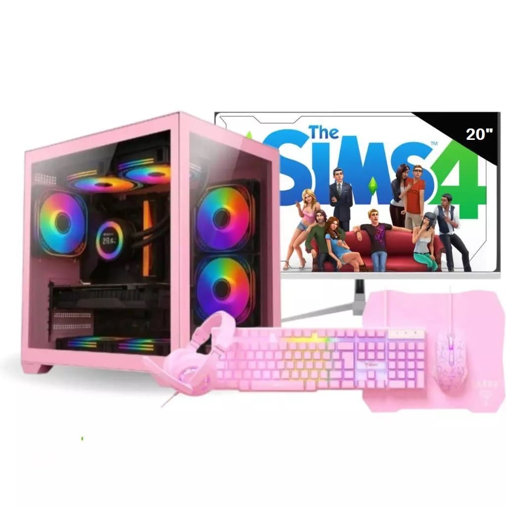 Computador  Gamer Rosa Completo i5 Ram 16GB SSD 480GB Monitor Kit Gamer