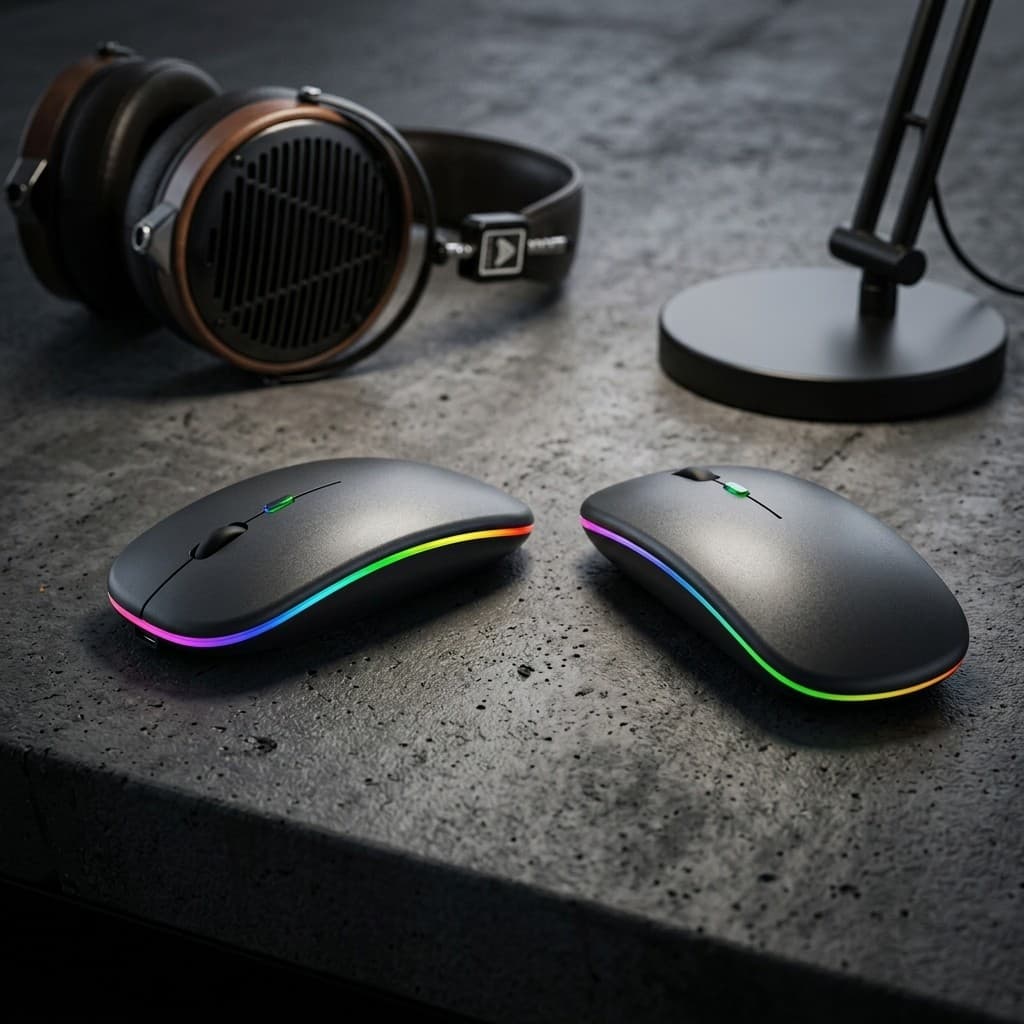 Mouse Sem Fio Recarregável Silencioso Com LED RGB Para Notebook E PC