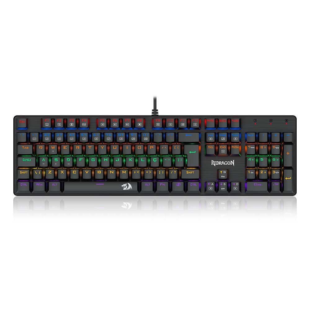 Teclado Redragon Mecanico Valheim Rainbow Preto Switch Azul K608-r (pt-blue)