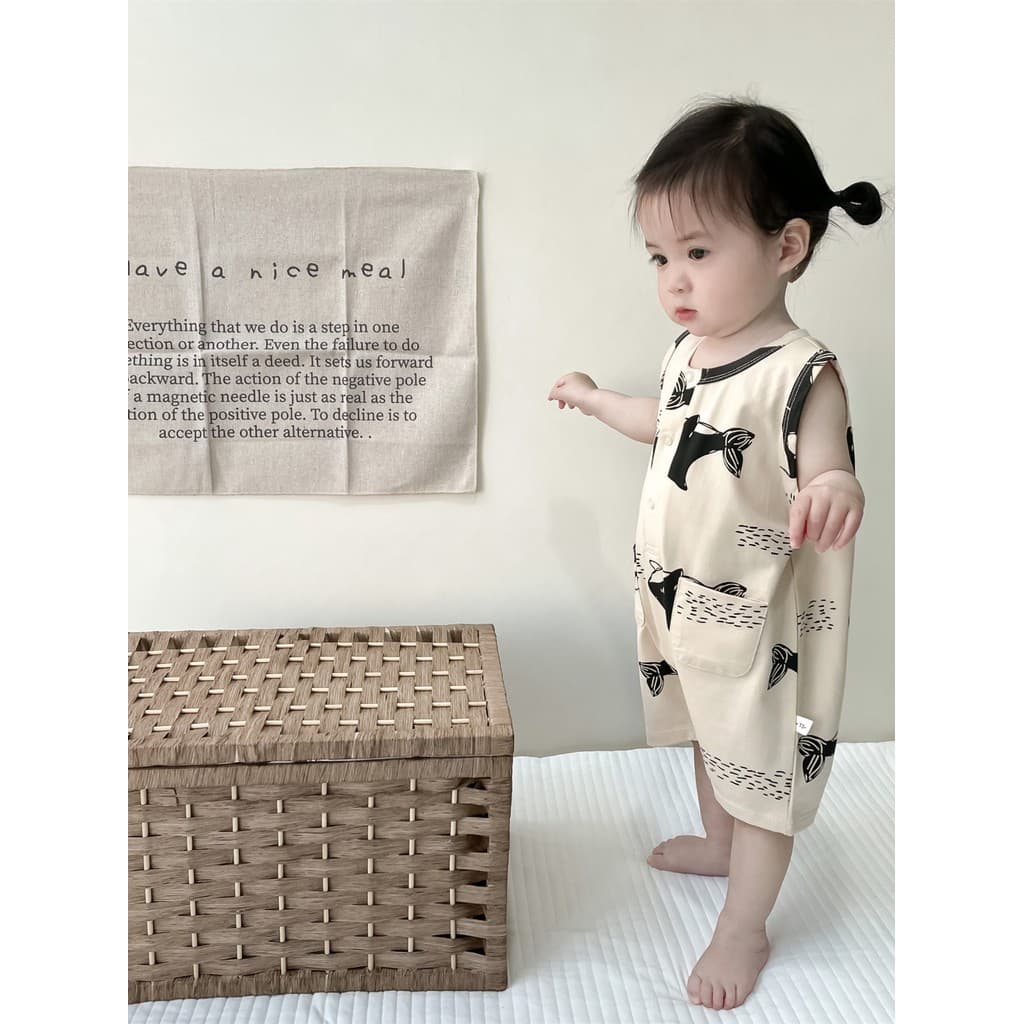 Ins roupas finas puro algodão sem mangas macacão bebê menina Super elegante macacão de bebê roupas de verão bebê menino 