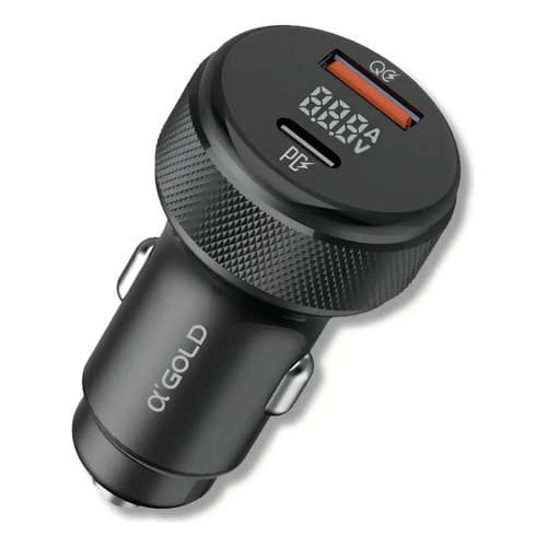 Carregador Veicular Turbo A'gold 60w Usb/usb-c Display Led