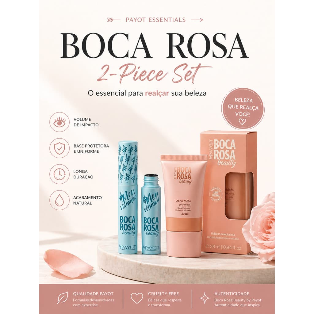 Kit Boca Rosa by Payot 2 Peças | Máscara de Cílios + Base Líquida