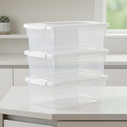 Kit 3 Caixas Organizadoras 5 litros com Tampa  Bioprátika Pleion Multiuso Geladeira Freezer Cozinha