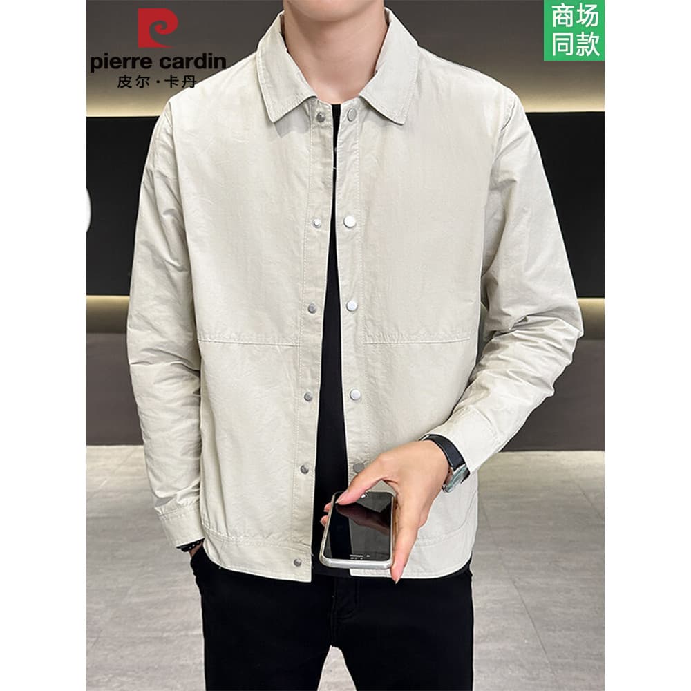 Pierre Cardan camisa gola simples jaqueta masculina início da primavera fina jaqueta masculina negócios Casual topo prim