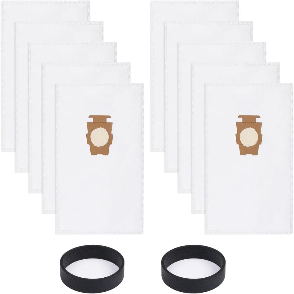 Pacote com 10 Sacos para Aspirador de Pó e 2 Correias Compatíveis com Sacos de Aspirador Kirby 204811, 204814, 205811 Es