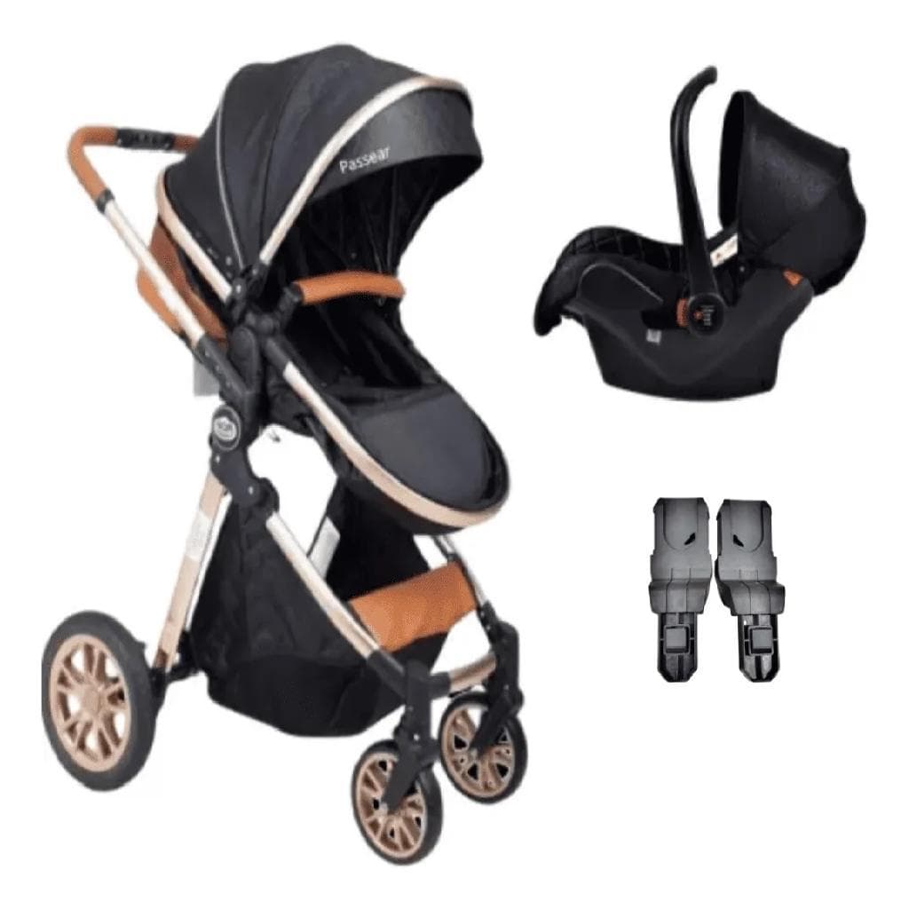 Carrinho de Passeio Bebê 3 Em 1 Ares Plus Duo Passear Preto