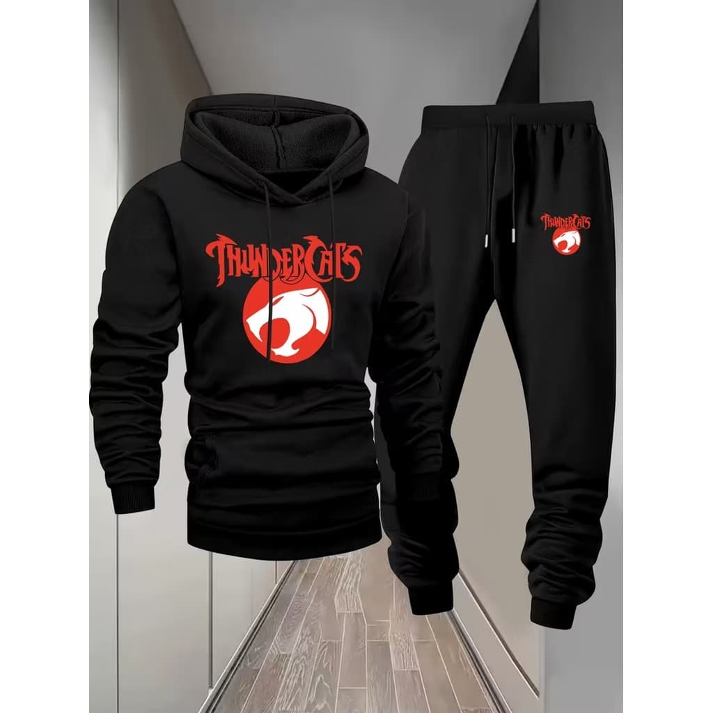 Conjunto Moletom Canguru Masculino Thundercats Blusa De Frio + Calça Moletom Estampados Unissex Outono/Inverno