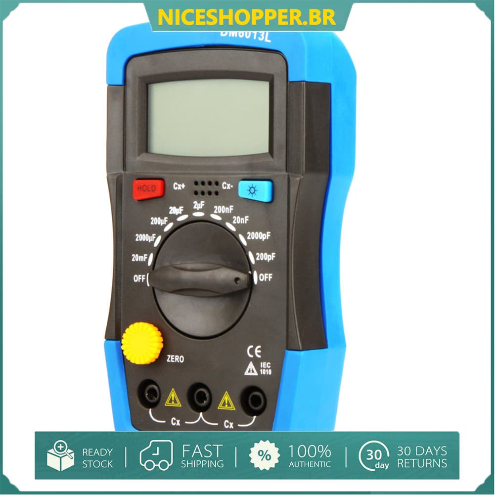 Medidor de capacitância digital Baugger - Capacitor portátil Dm6013L com retroiluminação LCD（Enviado sem pilhas）