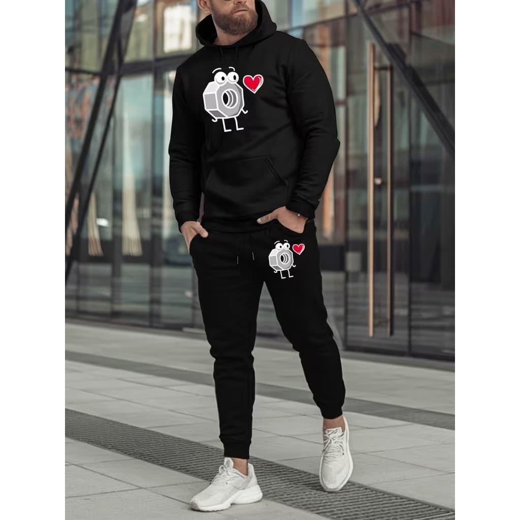 Conjunto Moletom Canguru  Masculino Porca Blusa De Frio + Calça Moletom Estampados Unissex Outono/Inverno