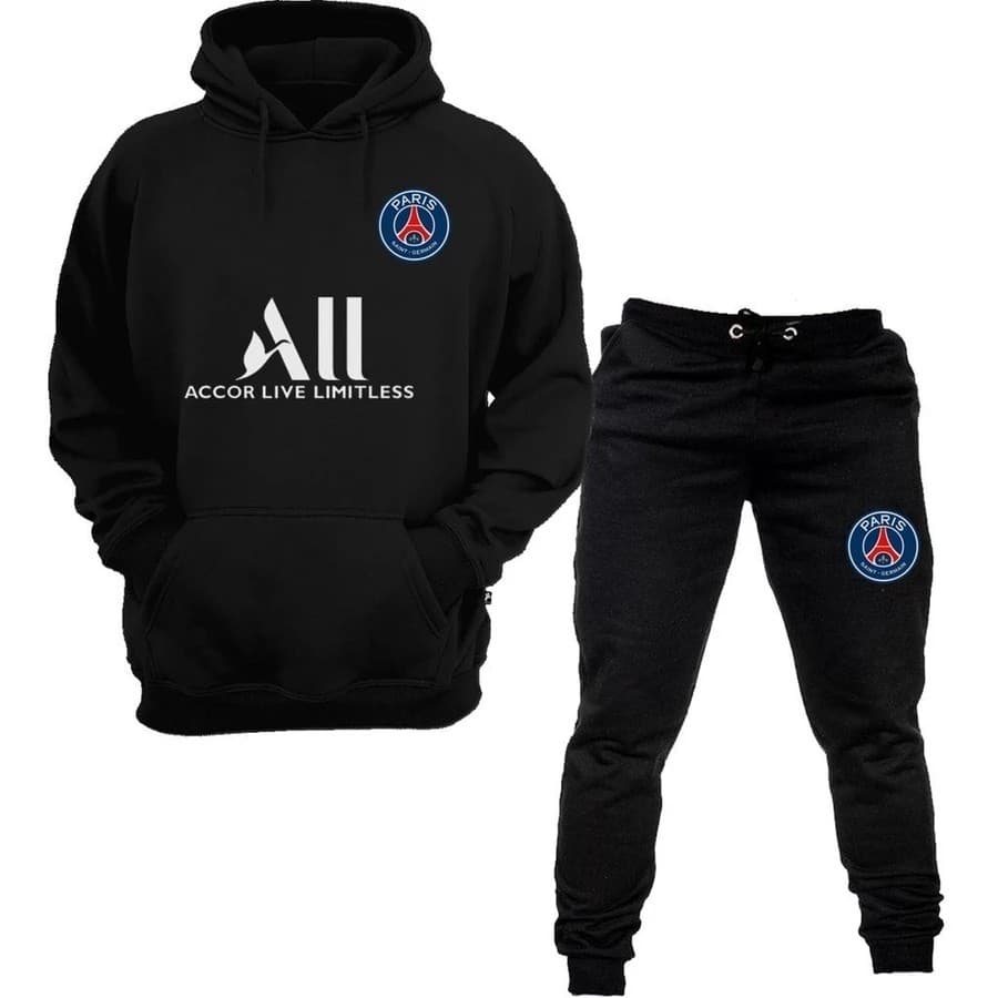 Conjunto Moletom Canguru Masculino Time paris Blusa De Frio + Calça Moletom Estampados Unissex Outono/Inverno