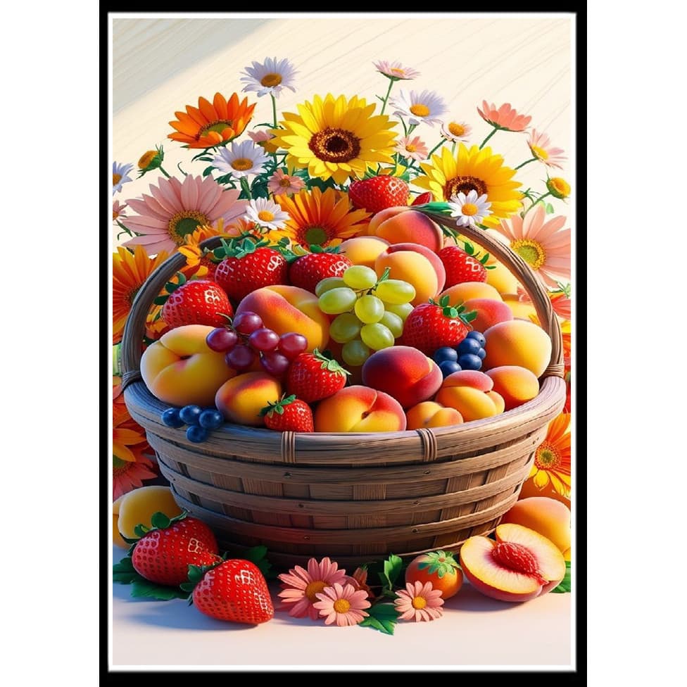 Um Conjunto De Kit De Pintura De Diamante Com Padrão De Cesta De Frutas Frescas/, 5D DIY , Em Tela De Mosaico , Artesana