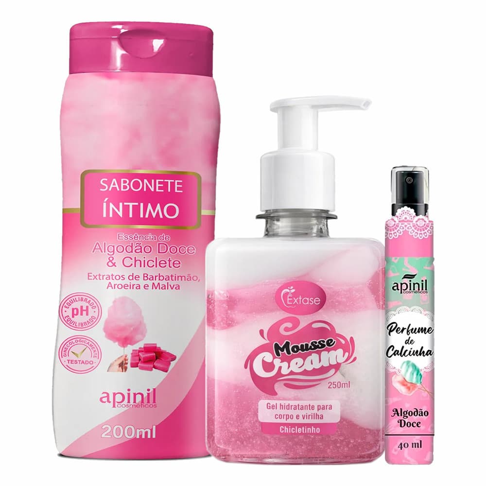 KIT Feminino Hidratante Corporal Creme Beijável + Sabonete Líquido + Perfume Íntimo SEX SHOP