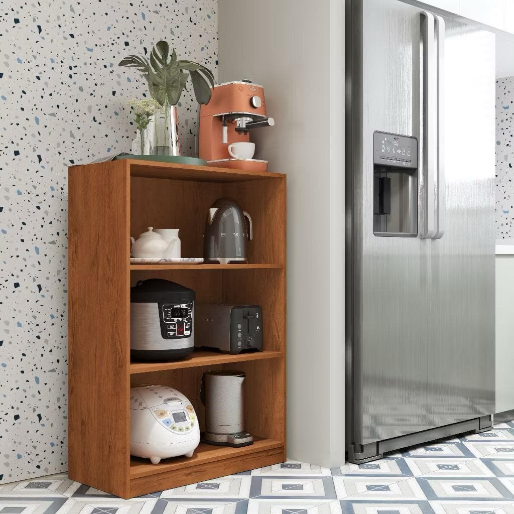 Prateleira Multiuso Star – Organizador para Cozinha, Banheiro, Quarto | Compacta e Funcional - Cedro