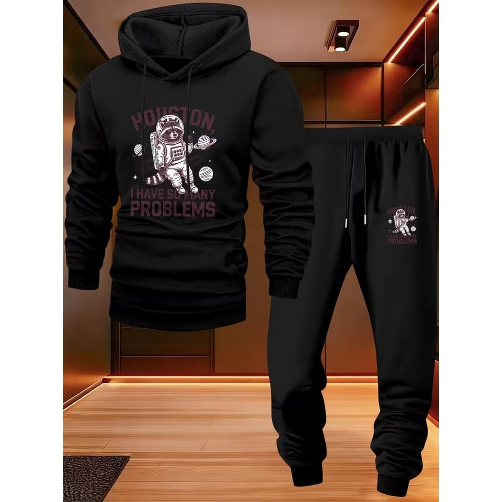 Conjunto Moletom Canguru Masculino Gambá Blusa De Frio + Calça Moletom Estampados Unissex Outono/Inverno