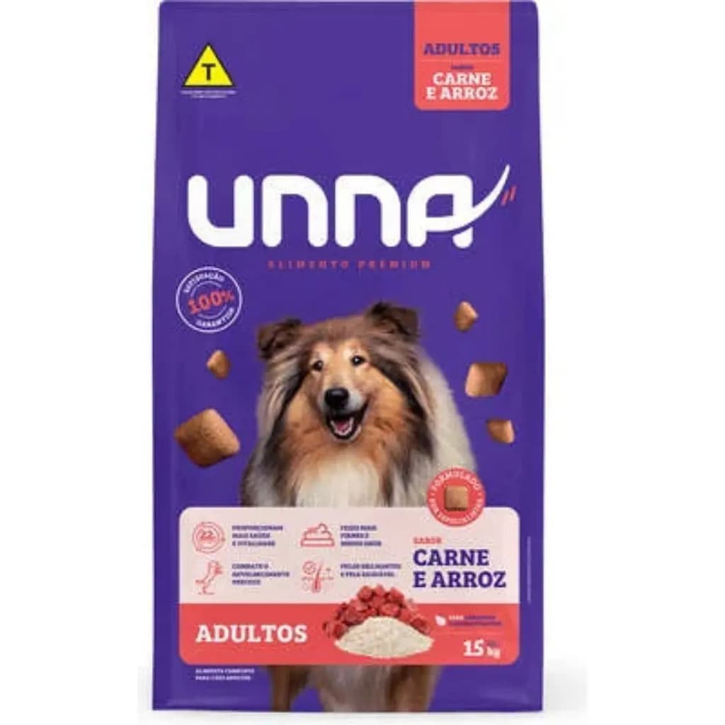 Ração Cachorro Adulto Unna Carne E Arroz 15kg Nutritiva