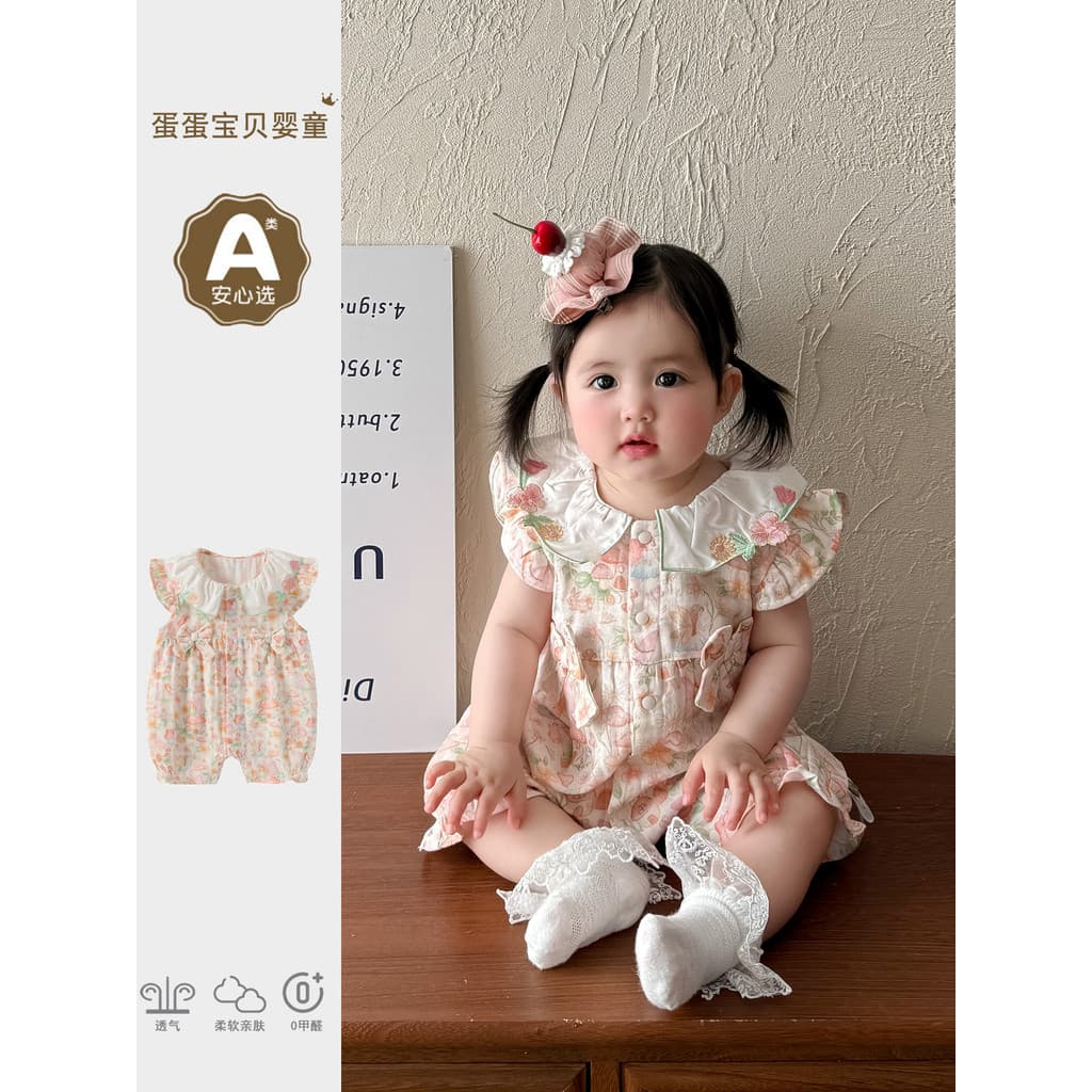 Bebê roupas de bebê verão princesa bebê menina roupas de verão de uma peça Super bonito estilo ocidental pequeno mês mac