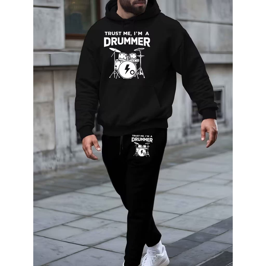 Conjunto Moletom Canguru Masculino Batimentos Blusa De Frio + Calça Moletom Estampados Unissex Outono/Inverno