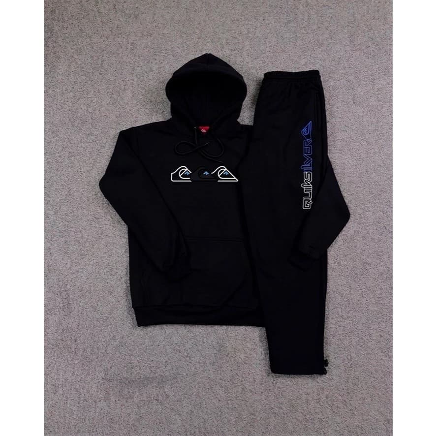Conjunto Moletom Canguru Masculino Quiksilver  Blusa De Frio + Calça Moletom Estampados Unissex Outono/Inverno