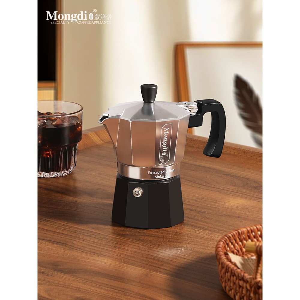 Mongdio válvula dupla Moka pote extrato de café expresso máquina de café fazendo cafeteira extrato pote eletrodomésticos