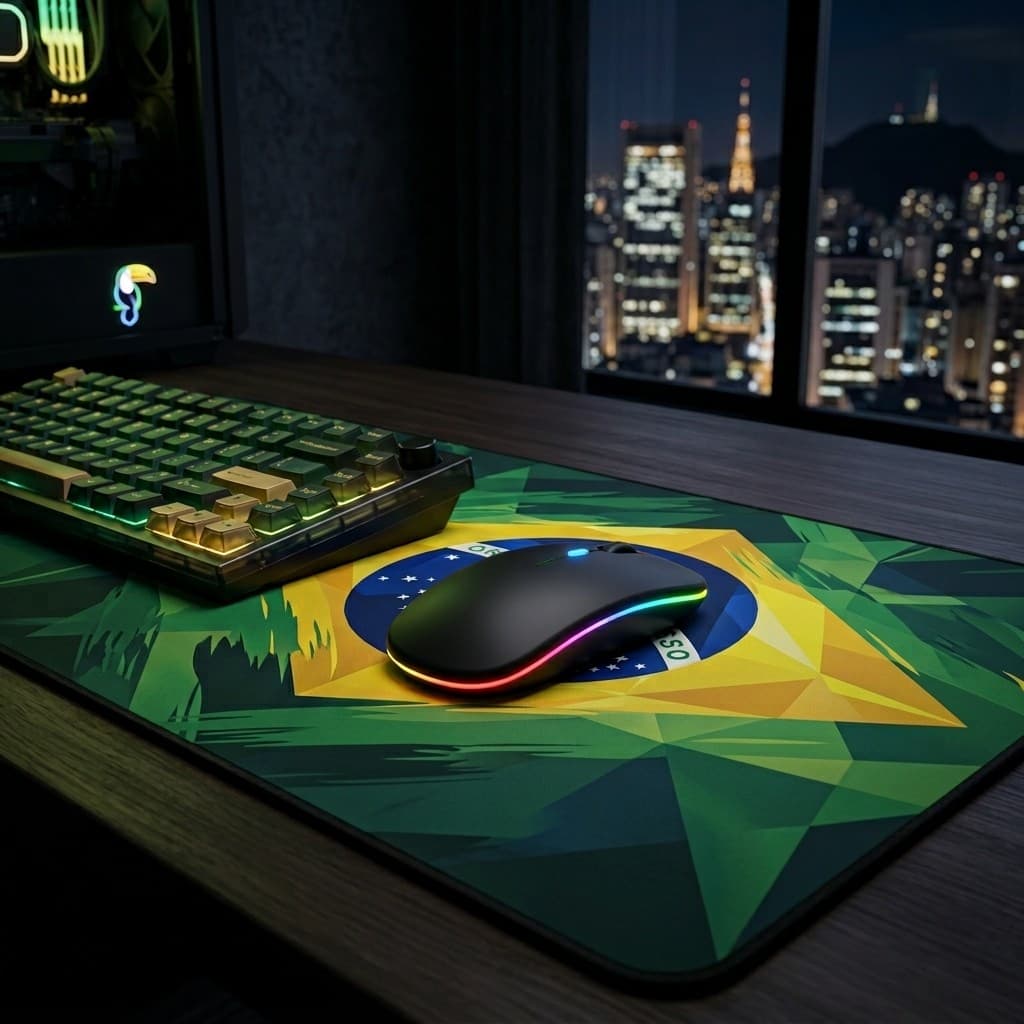 Mouse Sem Fio Silencioso Recarregável Bluetooth RGB Premium Ultra Fino