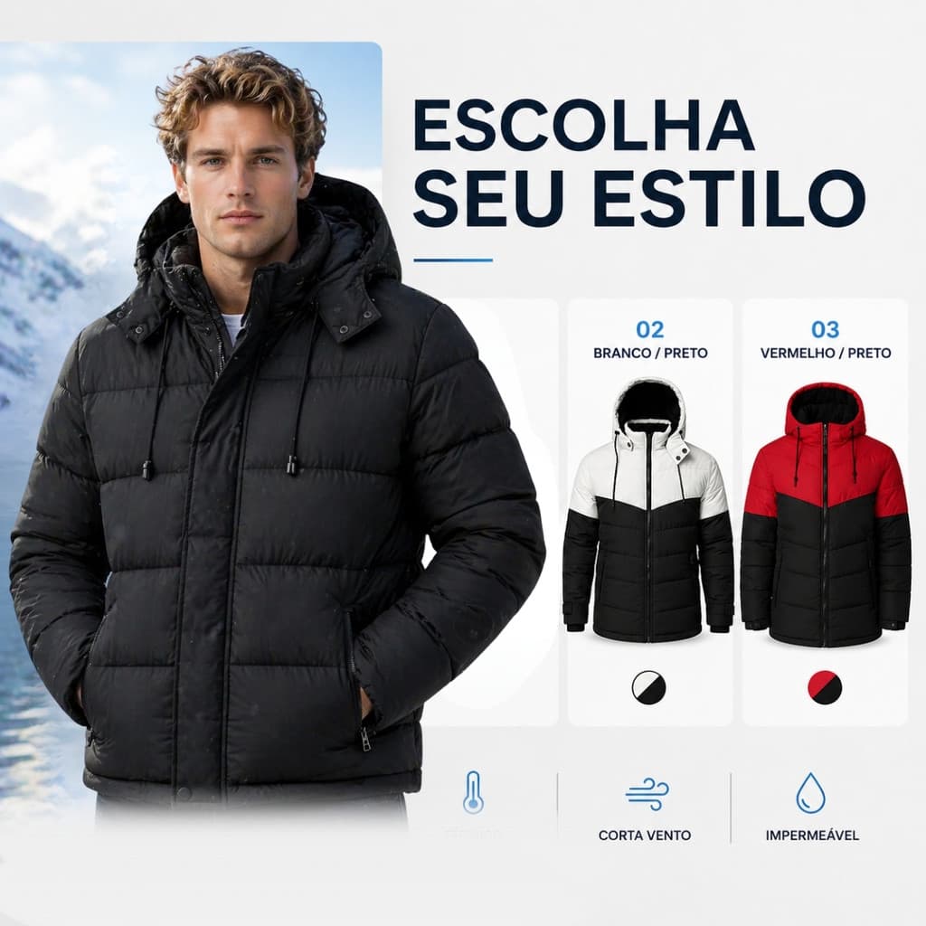 Jaqueta Bobojaco Casaco Forrada Peluciada Inverno Neve Frio Impermeável Intenso Com Punho