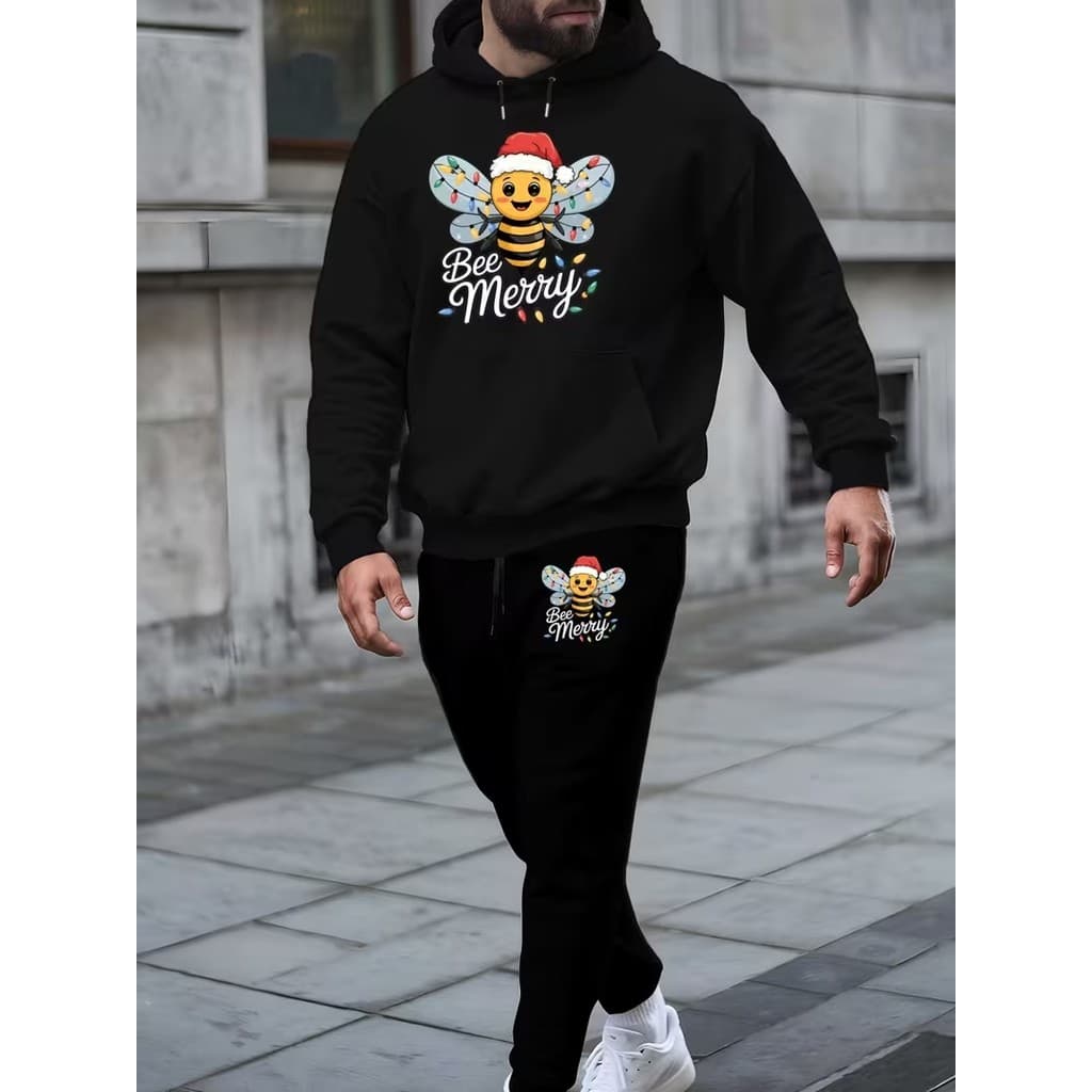 Conjunto Moletom Canguru Masculino Abelhinha Blusa De Frio + Calça Moletom Estampados Unissex Outono/Inverno