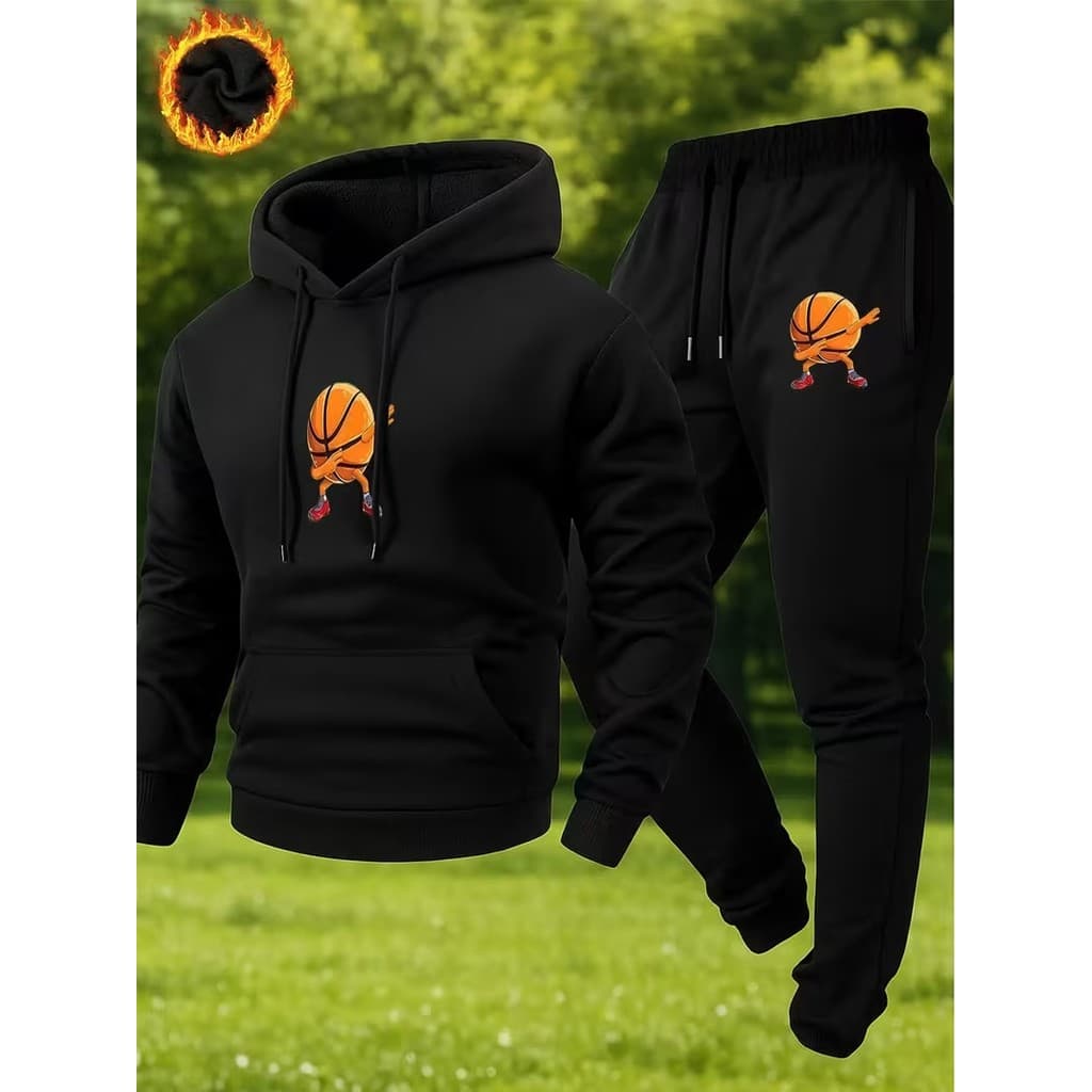 Conjunto Moletom Canguru Masculino Dancinha Da Bola Blusa De Frio + Calça Moletom Estampados Unissex Outono/Inverno