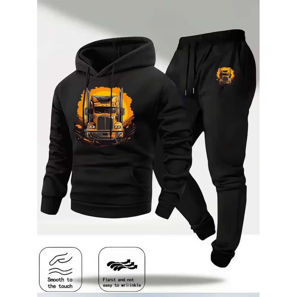 Conjunto Moletom Canguru Masculino Onibus Blusa De Frio + Calça Moletom Estampados Unissex Outono/Inverno