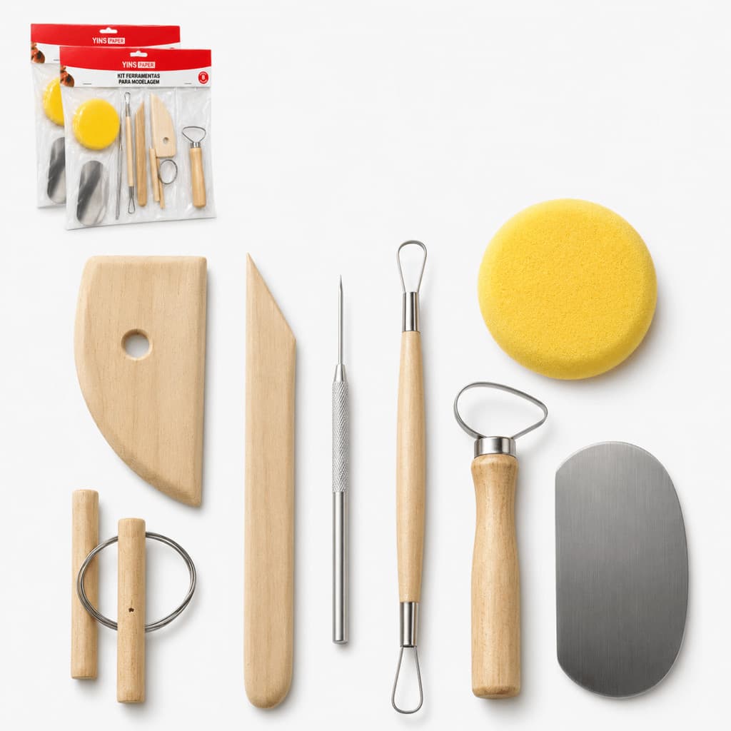 Kit Artesanato Escolar Ferramentas Modelar Biscuit Porcelana Fria Massinha Presente Para Iniciantes 16 Ferramentas