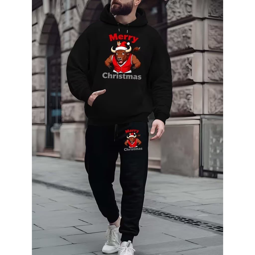 Conjunto Moletom Canguru Masculino Bufalo Blusa De Frio + Calça Moletom Estampados Unissex Outono/Inverno