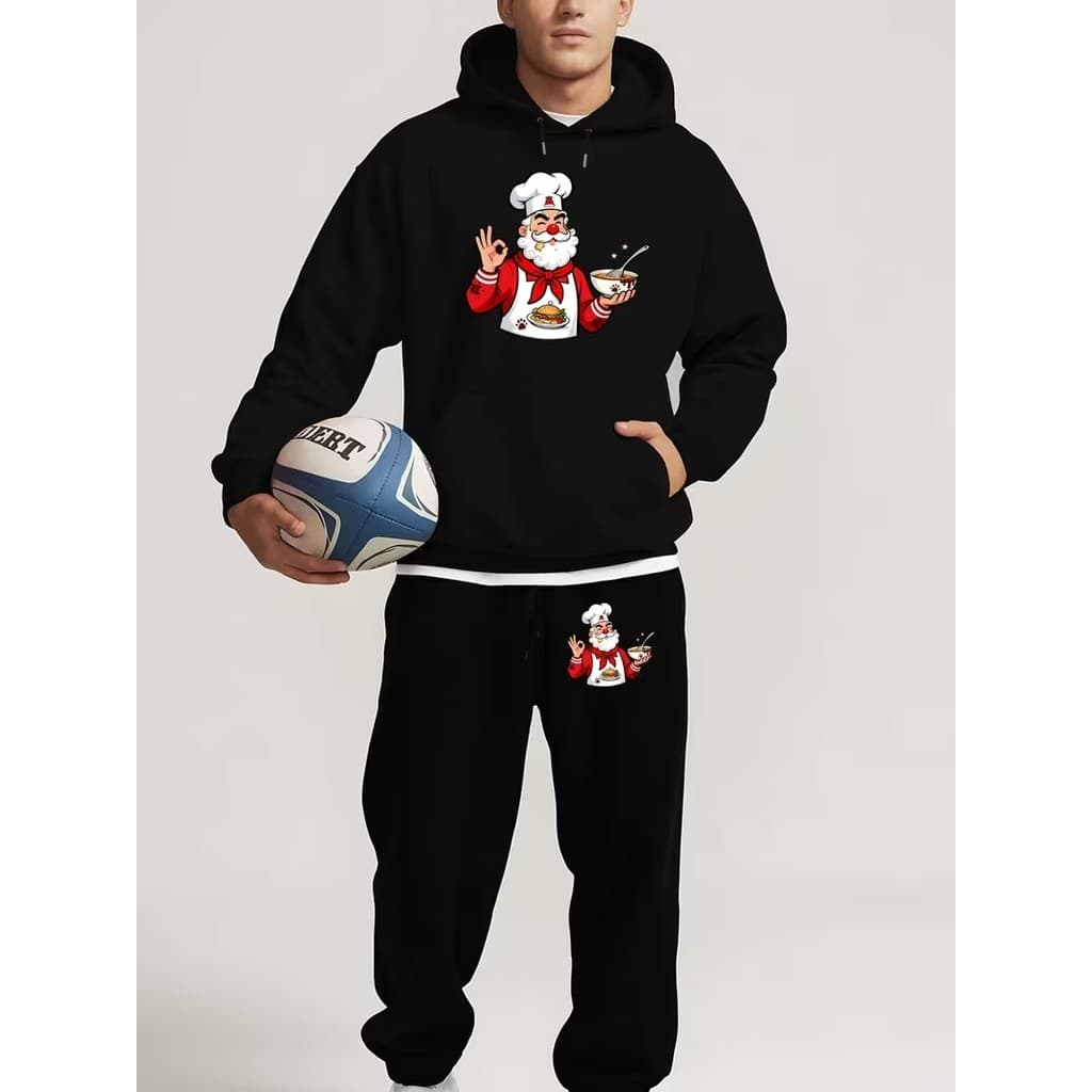 Conjunto Moletom Canguru Masculino Excelente prato Blusa De Frio + Calça Moletom Estampados Unissex Outono/Inverno