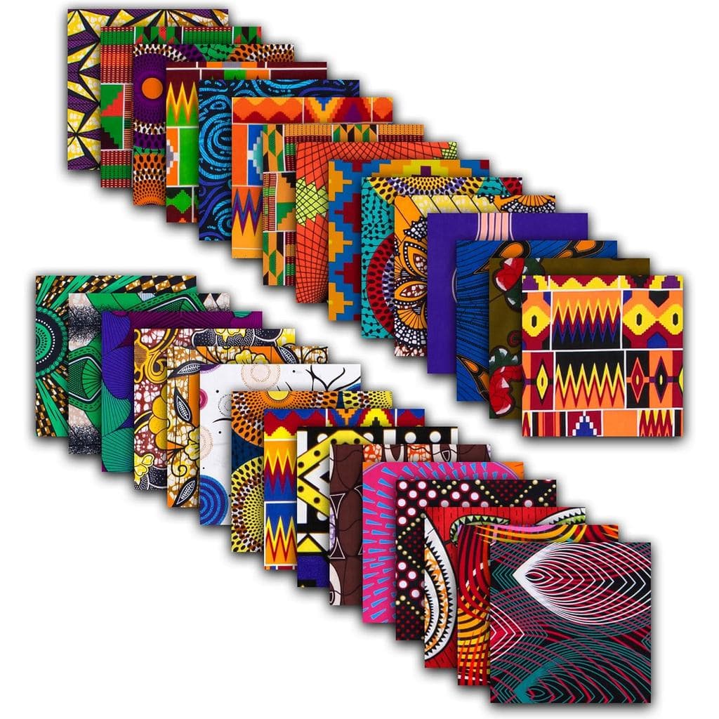 30 Peças de Tecido Africano de Algodão 25 x 25 cm/9,8 x 9,8 polegadas, Tecido Quadrado Sem Repetição para Patchwork, Pac