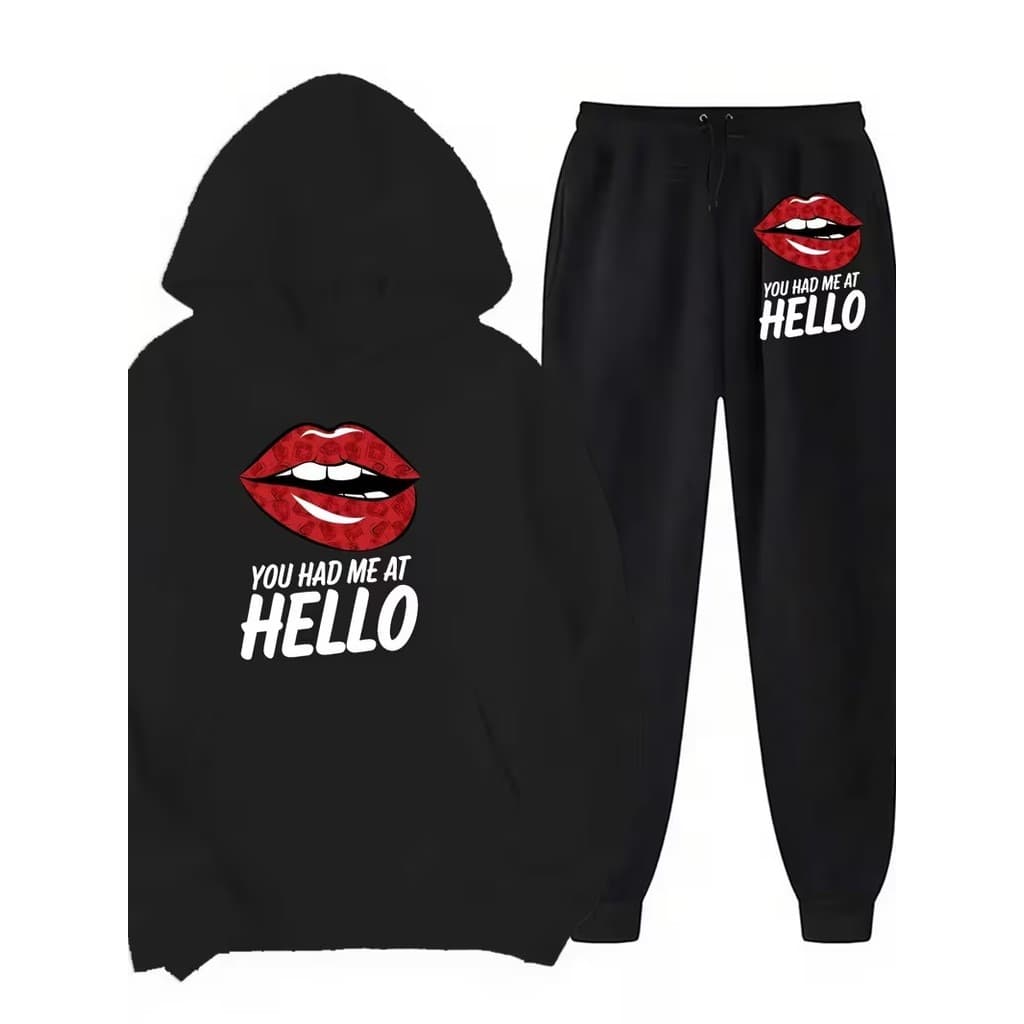 Conjunto Moletom Canguru Masculino Hello Baby Blusa De Frio + Calça Moletom Estampados Unissex Outono/Inverno