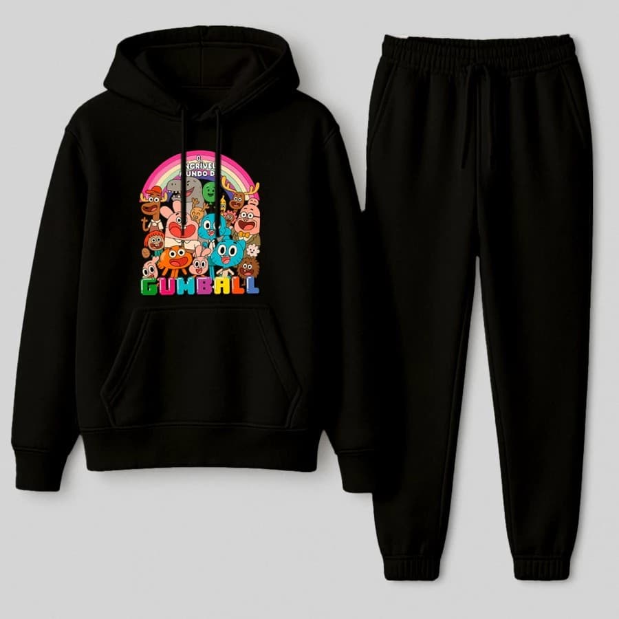 Conjunto Moletom Canguru Masculino Gumball Blusa De Frio + Calça Moletom Estampados Unissex Outono/Inverno