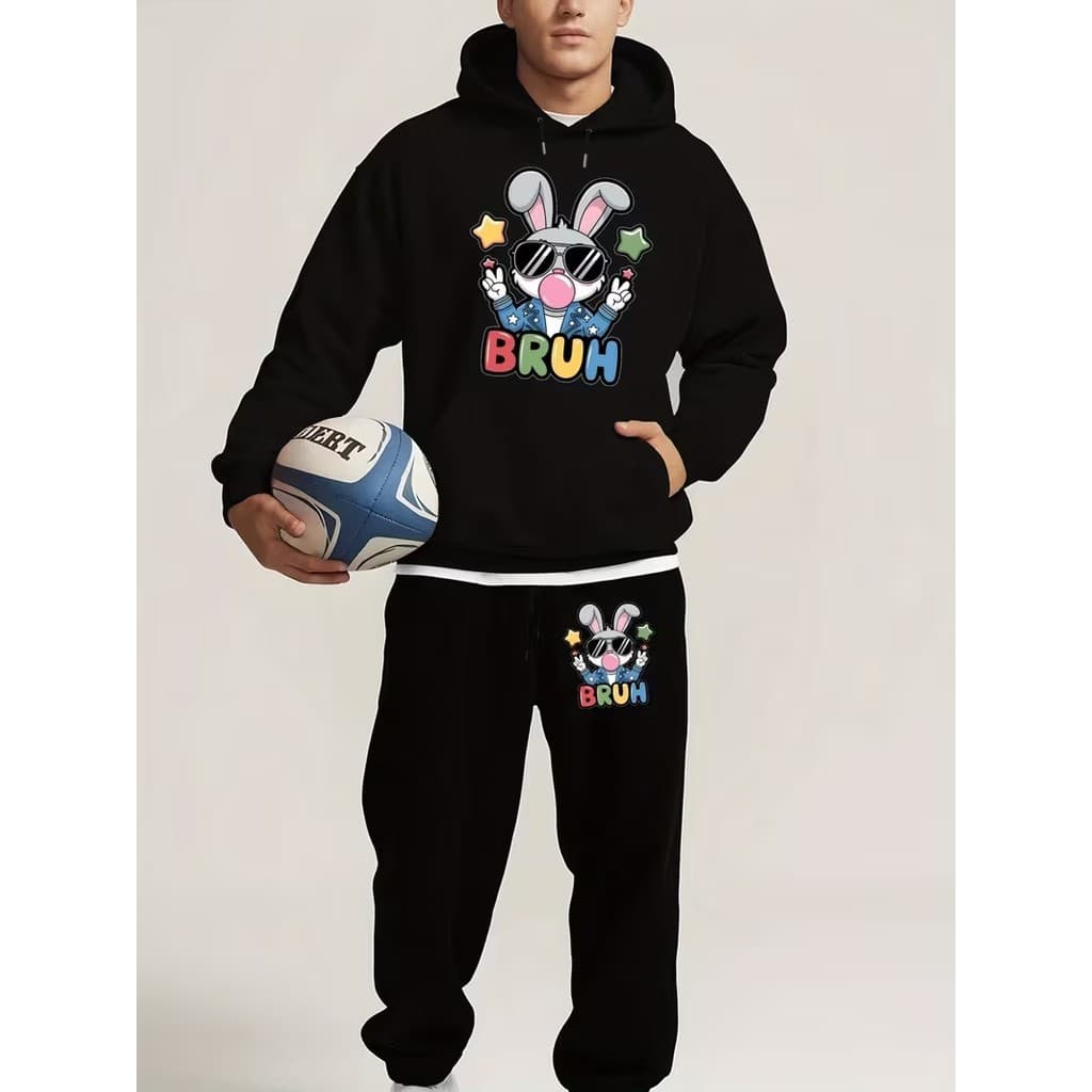 Conjunto Moletom Canguru Masculino Bruh Blusa De Frio + Calça Moletom Estampados Unissex Outono/Inverno