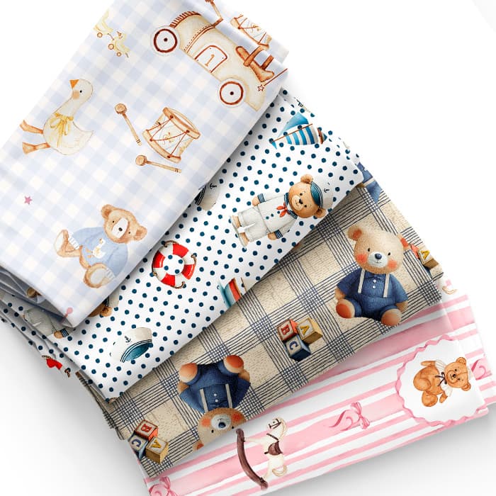 Tecido Tricoline Digital Estampas Ursinhos Infantil Decoração Patchwork Artesanato Pano