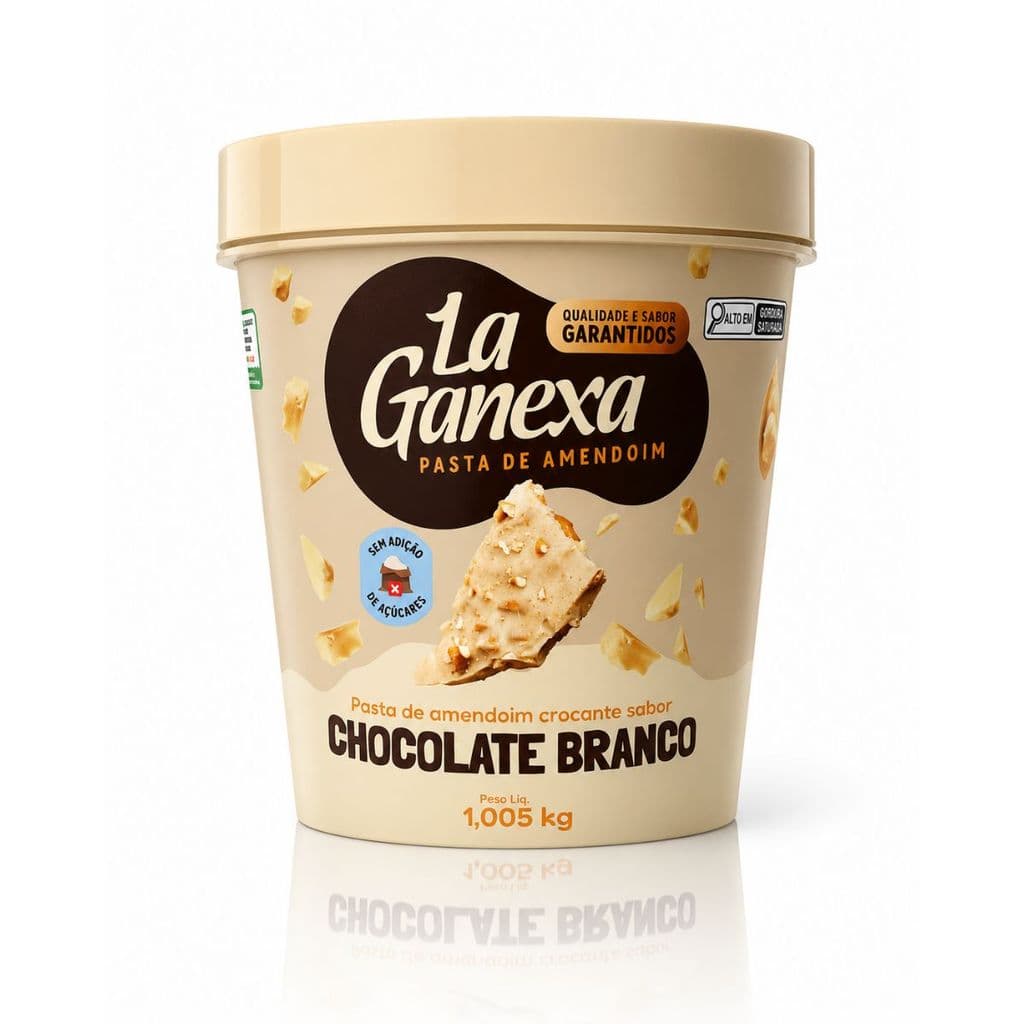 Pasta de Amendoim 1kg Com Whey Protein Sabor Chocolate Branco La Ganexa