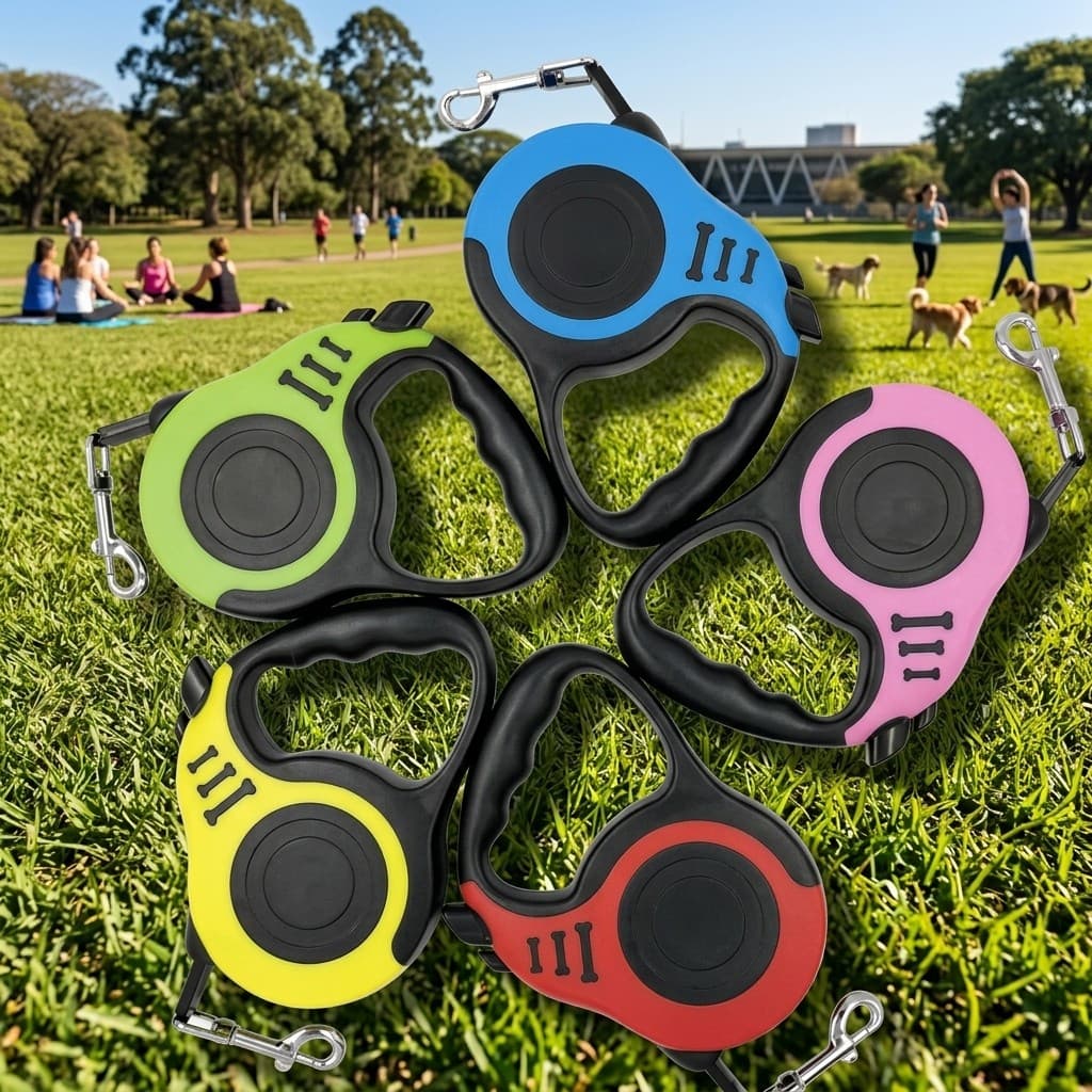 Coleira Guia Retrátil Para Cães Gatos Pets Design Ergonômico E Inovador Luxo