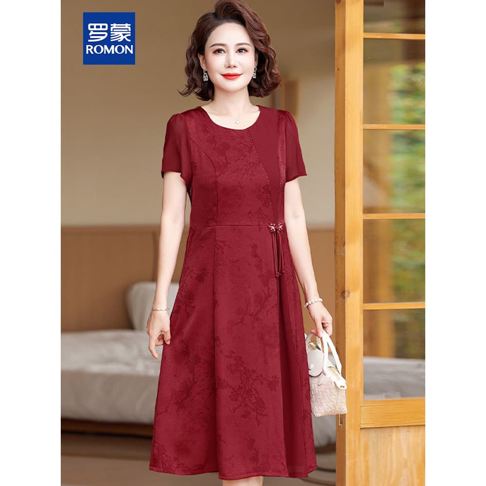 Feliz vovó vestido de casamento vestido novo estilo de meia-idade roupas femininas idosas mãe vestido de verão vestido d