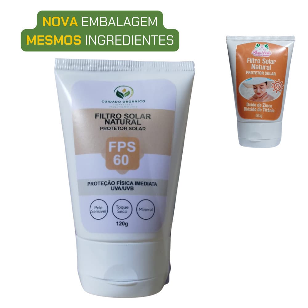Protetor solar natural facial – com filtros minerais e toque leve 120g